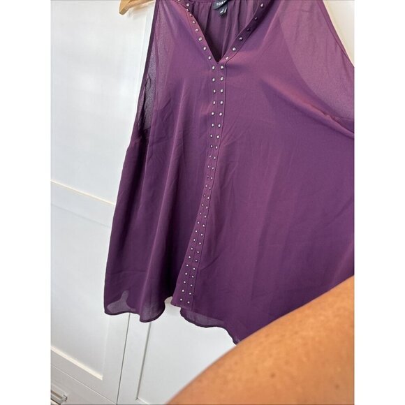 Torrid Georgette Embellished Tank in Winter Bloom Plum Size 1 - Picture 8 of 14